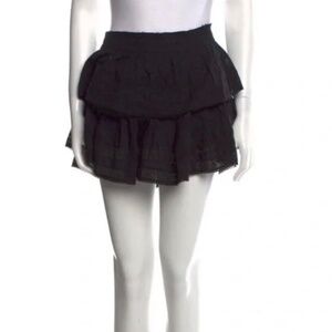 LoveShackFancy Black Ruffle Mini Skirt Size S Small